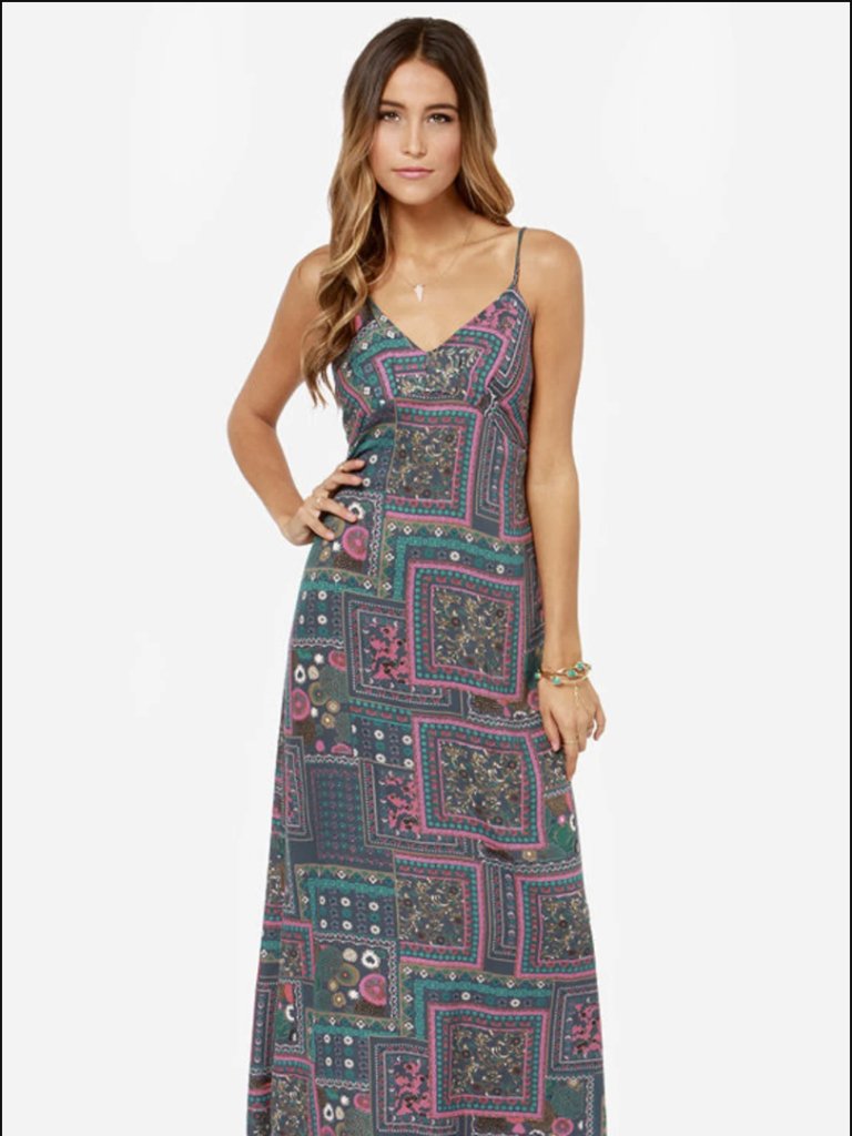 Love Letters Summer Bohemian Geometric Maxi Dress Made In Usa